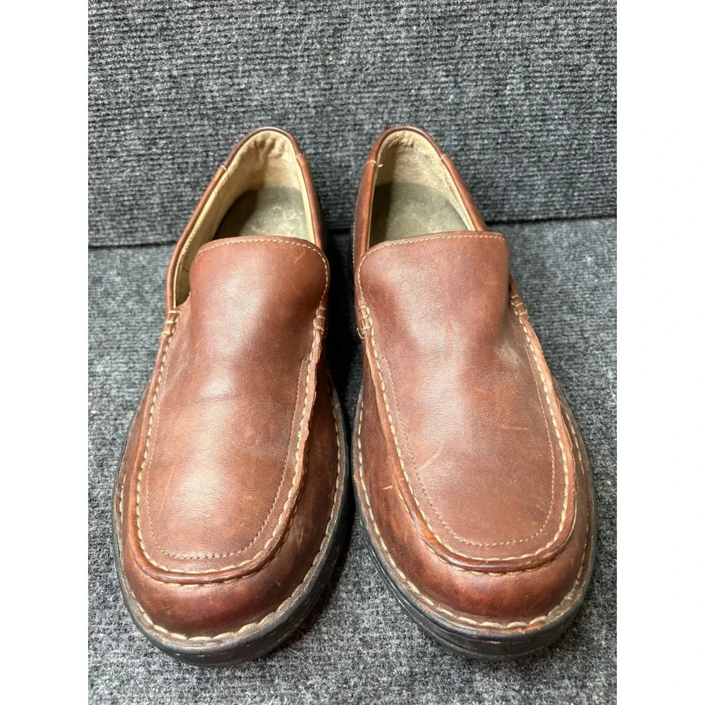 Clarks Brown Leather Slip On Loafers Mens 11M Moc Toe Shoes 73226